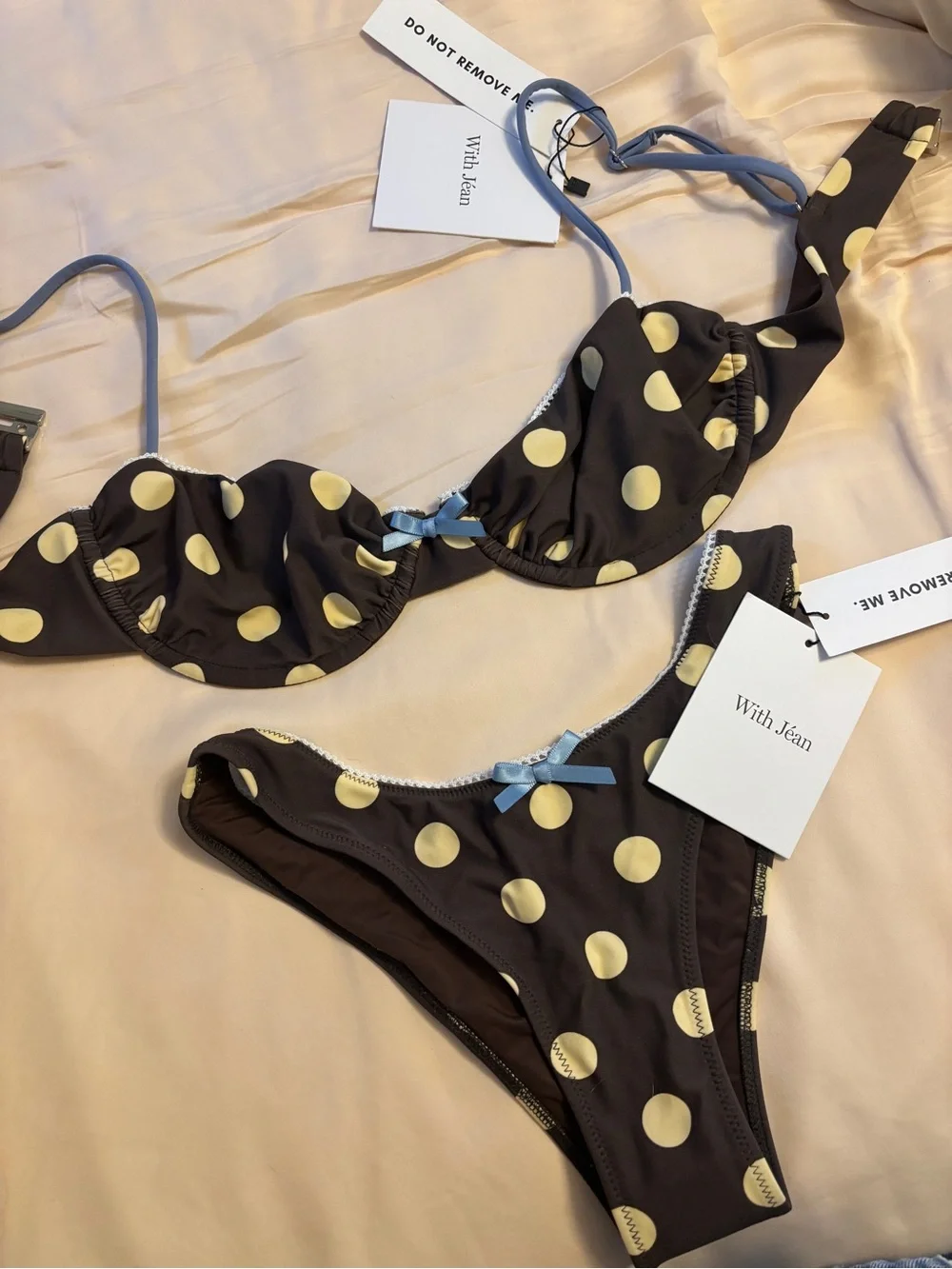 With Jean Layla Big Dot Bikini set - Brown and blue NWT - Picture 2 of 3